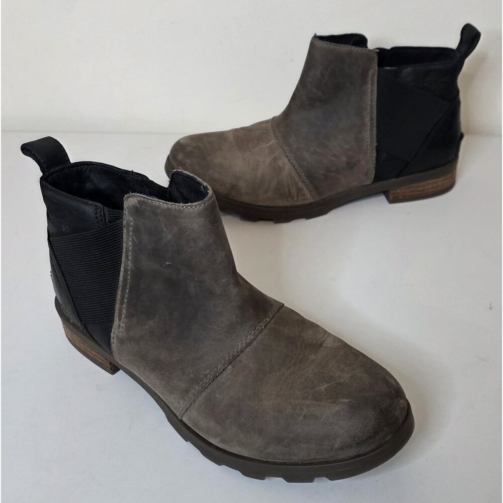 Sorel Women's Emelie Chelsea Distressed Ankle Boots – Gray‎ Black Size 8.5
